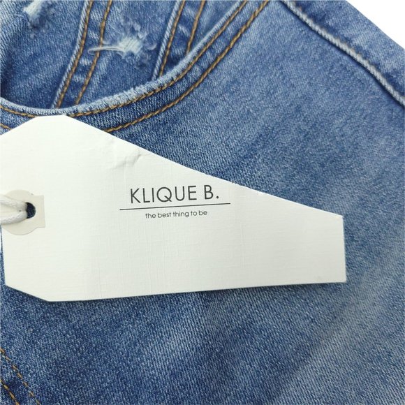 Klique B Skinny Ankle Jeans NEW Sz 5 Distressed Raw Hem Stretch Denim High Rise - Picture 10 of 10
